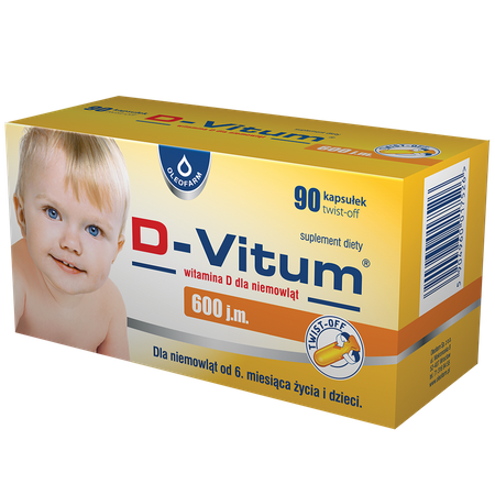 D-Vitum witamina D dla niemowląt 600 j.m. 90 kapsułek "twist-off" 